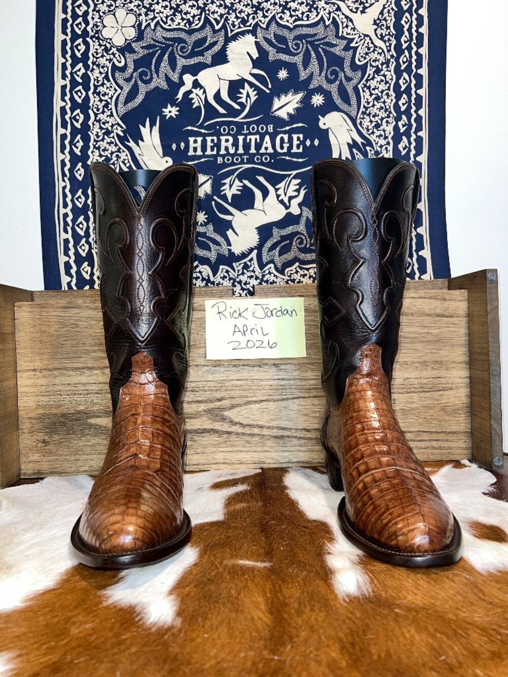 [SOLD] Lucchese Exotic Caiman Belly Cowboy Boots in Men's Size 9D